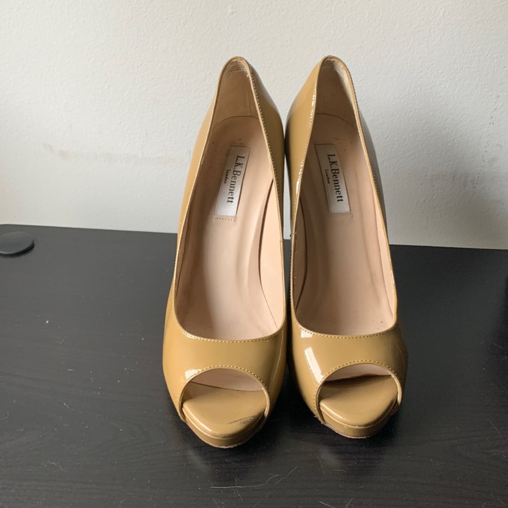 LK Bennett nude peep toe heels